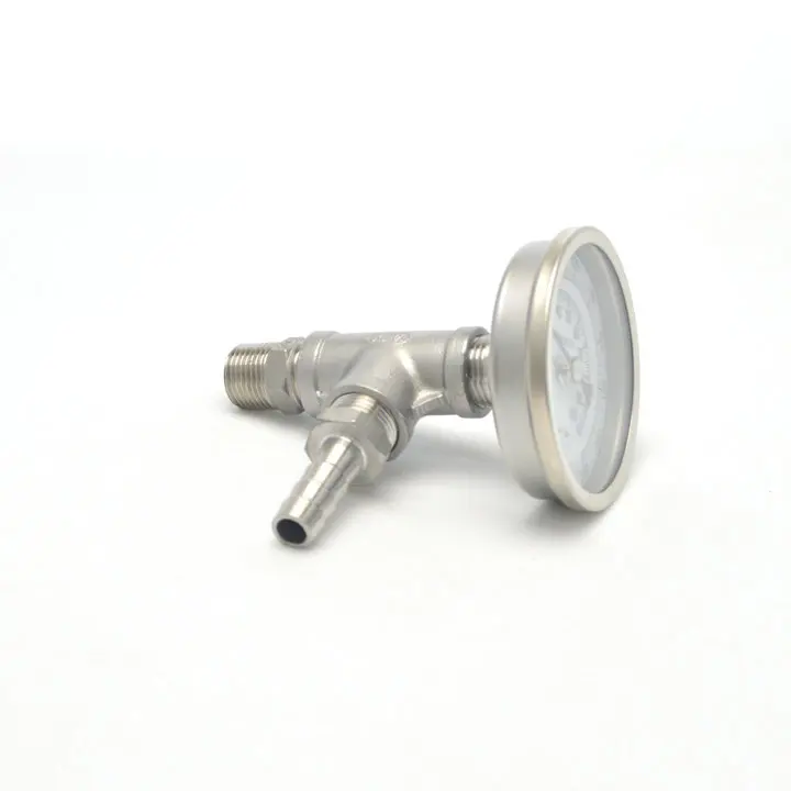In-line Thermometer Monitor, Brew Plate Chiller Monitor, 1/2"NPT Tee, 1/2" Hose Barb, 3" Face Bi-metal Thermometer x 2" Probe
In-line Thermometer Monitor, Brew Plate Chiller Monitor, 1/2"NPT Tee, 1/2" Hose Barb, 3" Face Bi-metal Thermometer x 2" Probe