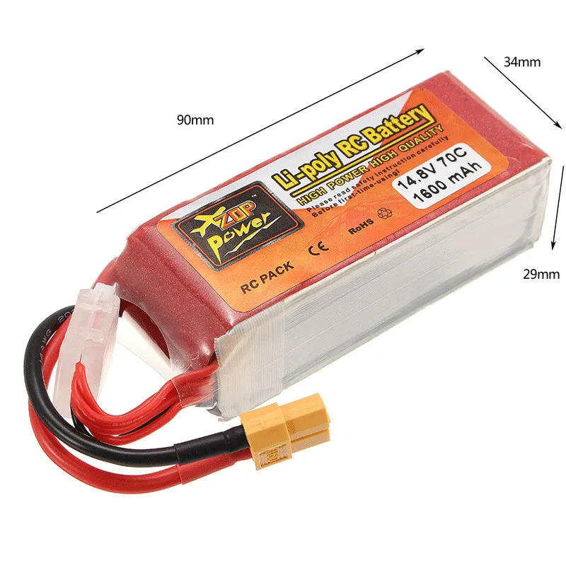 Hot Sale Rechargeable ZOP Power 14.8V 1600mAh 70C 4S Lipo Battery XT60 Plug For RC Drone FPV Racer Batteries
Hot Sale Rechargeable ZOP Power 14.8V 1600mAh 70C 4S Lipo Battery XT60 Plug For RC Drone FPV Racer Batteries
