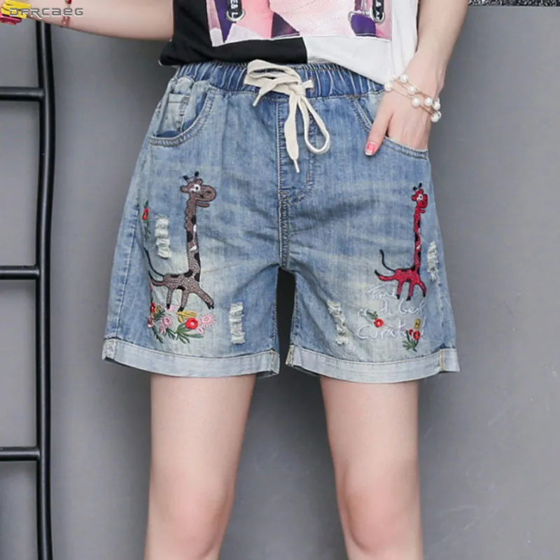 4XL 3XL Plus Size Elastic Waist Denim Shorts Femme Summer 2019 Giraffe Embroidery Streetwear Ladies Jeans Shorts Women Saias
4XL 3XL Plus Size Elastic Waist Denim Shorts Femme Summer 2019 Giraffe Embroidery Streetwear Ladies Jeans Shorts Women Saias