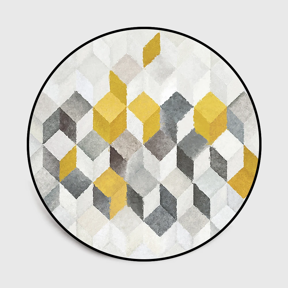 Fashion Modern Nordic Style Geometric Yellow Gray Diamonds Anti-slip Round Mat Living Room Bedroom Area Rug Decorative Carpet
Fashion Modern Nordic Style Geometric Yellow Gray Diamonds Anti-slip Round Mat Living Room Bedroom Area Rug Decorative Carpet