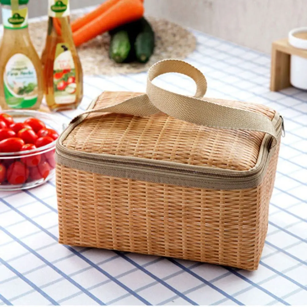 Imitation Rattan Lunch Bag Woven Thickened Pinted Waterproof Insulated Thermal Cold Keep Food Safe Bento Box
Imitation Rattan Lunch Bag Woven Thickened Pinted Waterproof Insulated Thermal Cold Keep Food Safe Bento Box