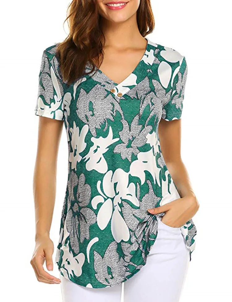 Plus Size Women Tshirt Summer Short Sleeve Print Casual T Shirt Woman Sexy V Neck Button Top Casual Loose Tee Shirt Femme
Plus Size Women Tshirt Summer Short Sleeve Print Casual T Shirt Woman Sexy V Neck Button Top Casual Loose Tee Shirt Femme