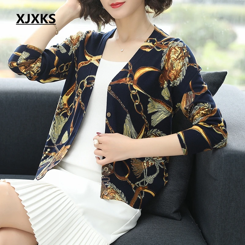 XJXKS Spring Lady Cardigans Women Thin Casual Crochet Knitted Sweater Tops Soft Coat Cardigans Fashion Print Cardigan
XJXKS Spring Lady Cardigans Women Thin Casual Crochet Knitted Sweater Tops Soft Coat Cardigans Fashion Print Cardigan