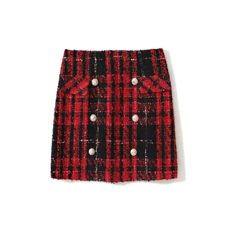 HIGH QUALITY Newest 2019 Runway Designer Skirt Women's Vintage Lion Buttons Red Black Plaid Wool Tweed Mini Skirts Y153
HIGH QUALITY Newest 2019 Runway Designer Skirt Women's Vintage Lion Buttons Red Black Plaid Wool Tweed Mini Skirts Y153
