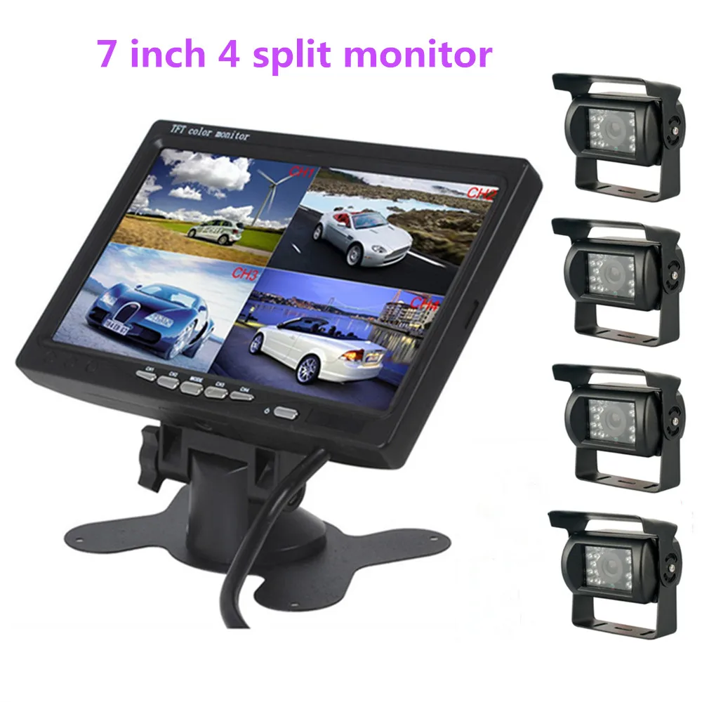 7" Headrest monitor 4 Split Screen Car Monitor with 4 cameras Use for Truck Bus Car Motorhome Boat and CCTV Security System
7" Headrest monitor 4 Split Screen Car Monitor with 4 cameras Use for Truck Bus Car Motorhome Boat and CCTV Security System