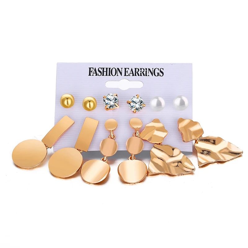 Europe and the United States new ear jewelry creative metal element earrings irregular geometric metal earrings 6 piece setVE852
Europe and the United States new ear jewelry creative metal element earrings irregular geometric metal earrings 6 piece setVE852