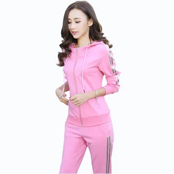 Womem Two Piece Set Tracksuit Side Stripe Zipper Stitching Hooded Jacket And Trousers Sporting Suit Spring Autumn Female Clothes
Womem Two Piece Set Tracksuit Side Stripe Zipper Stitching Hooded Jacket And Trousers Sporting Suit Spring Autumn Female Clothes