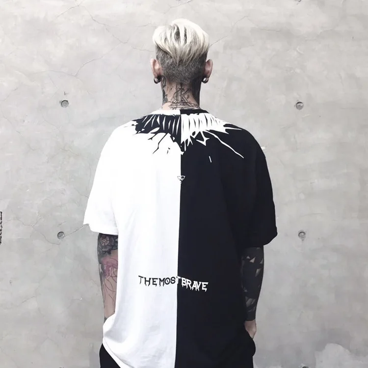 Summer Lightning Yin and Yang Contrast Color Stitching Bat Print Men Short Sleeve T-Shirt Tide Brand Couple Hip-Hop T-Shirt
Summer Lightning Yin and Yang Contrast Color Stitching Bat Print Men Short Sleeve T-Shirt Tide Brand Couple Hip-Hop T-Shirt