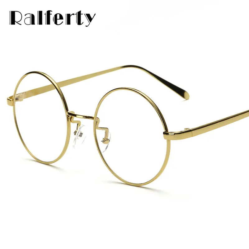 

Ralferty Oversized Korean Round Glasses Frame Clear Lens Women Men Retro Gold Eyeglass Optic Frame Eyewear Vintage Spectacles