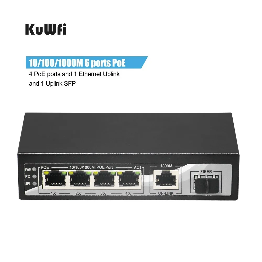 KuWFi Gigabit POE Switch RJ45 Ethernet Network Switch 1000mbps Lan Hub Switch 6Ports With 48V POE Full or Half duplex Exchange
KuWFi Gigabit POE Switch RJ45 Ethernet Network Switch 1000mbps Lan Hub Switch 6Ports With 48V POE Full or Half duplex Exchange