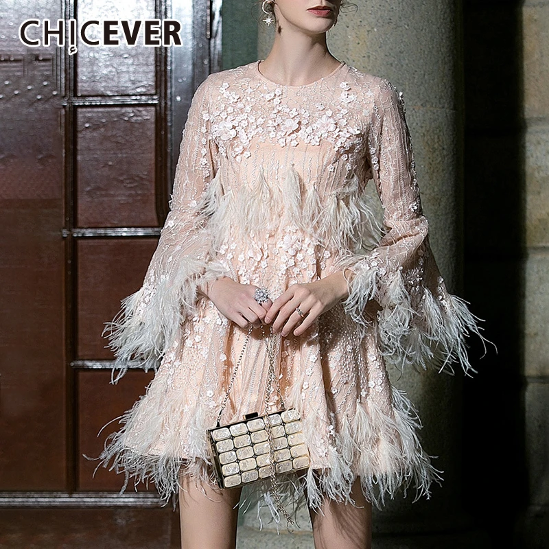 CHICEVER Autumn Flower Feathers Patchwork Women's Dress O Neck Flare Sleeve High Waist A Line Dresses Female 2019 Fashion New
CHICEVER Autumn Flower Feathers Patchwork Women's Dress O Neck Flare Sleeve High Waist A Line Dresses Female 2019 Fashion New