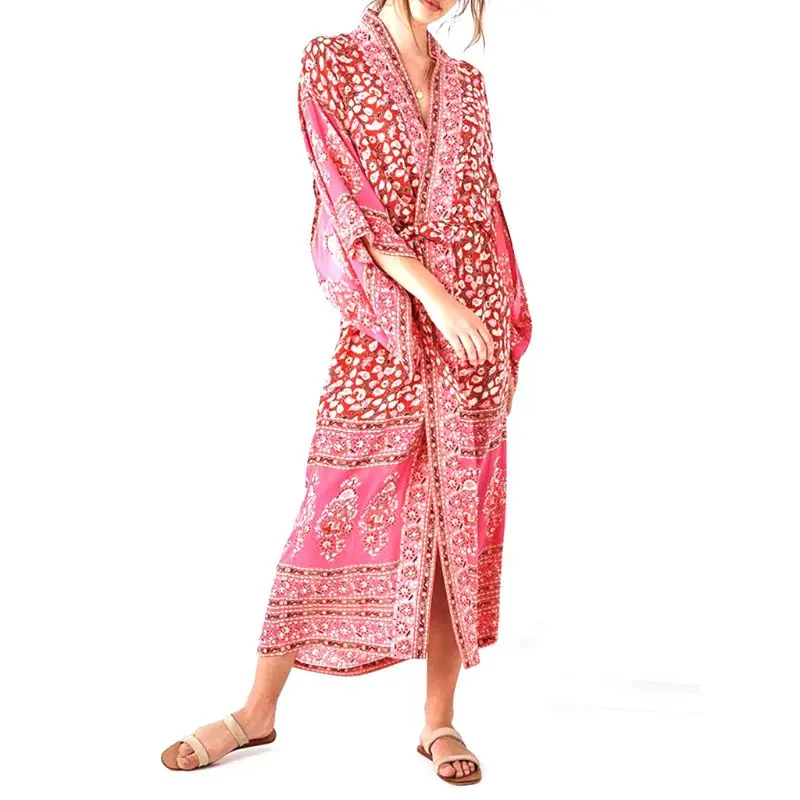Womens Spring Vacation Chiffon Kimono Cardigan Bohemian Retro Red Paisley Floral Printed Swimsuit Cover Up Loose Mid-Calf Maxi L
Womens Spring Vacation Chiffon Kimono Cardigan Bohemian Retro Red Paisley Floral Printed Swimsuit Cover Up Loose Mid-Calf Maxi L