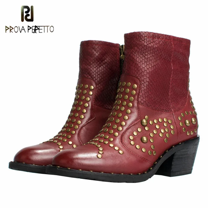 Prova perfetto Ankle Boots Women Genuine Leather Autumn Winter Botas Platform Short Booties Female Rivets Studded Martin Boot
Prova perfetto Ankle Boots Women Genuine Leather Autumn Winter Botas Platform Short Booties Female Rivets Studded Martin Boot