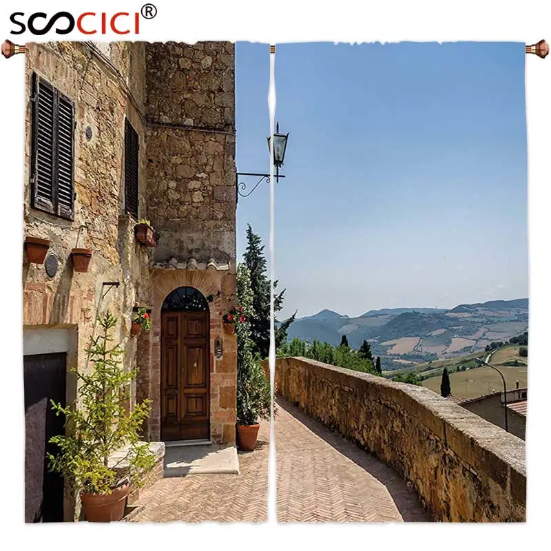 Window Curtains Treatments 2 Panels,Italian Decor The Walls of Pienza in Tuscany Historical European Landmark Light Brown Green
Window Curtains Treatments 2 Panels,Italian Decor The Walls of Pienza in Tuscany Historical European Landmark Light Brown Green