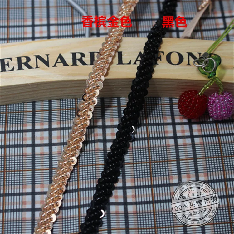 10Yards 8mm Width Gold Sequin Applique Trimming Beading Lace Ribbon Banding Lace Tape Sewing Decoration Crafts
10Yards 8mm Width Gold Sequin Applique Trimming Beading Lace Ribbon Banding Lace Tape Sewing Decoration Crafts