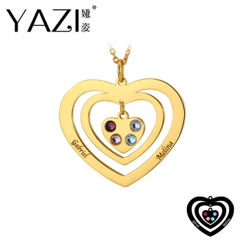 YAZI Custom Lovers Name Necklace Double Heart With Four Birthstone Name Pendant Gold Color Copper Unique Engraved Jewelry Gift
YAZI Custom Lovers Name Necklace Double Heart With Four Birthstone Name Pendant Gold Color Copper Unique Engraved Jewelry Gift