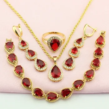 WPAITKYS Red Cubic Zirconia Gold Color Jewelry Set For Women Bridal Jewelry Sets Earrings Pendant Ring Bracelet Free Gift Box
WPAITKYS Red Cubic Zirconia Gold Color Jewelry Set For Women Bridal Jewelry Sets Earrings Pendant Ring Bracelet Free Gift Box