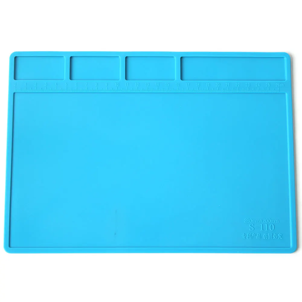 S-110 280mm X 200mm Insulation Pad Heat-Resistant Silicon Soldering Mat Work Pad Desk Platform Solder Rework Repair Tool Station
S-110 280mm X 200mm Insulation Pad Heat-Resistant Silicon Soldering Mat Work Pad Desk Platform Solder Rework Repair Tool Station