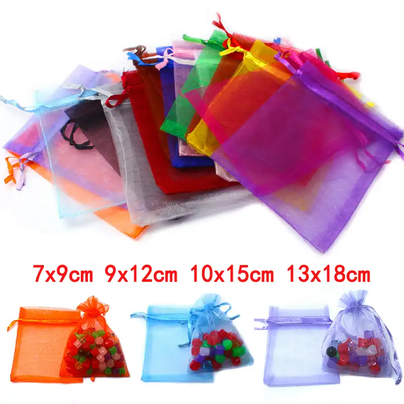 5pcs/lot drawstring natural burlap bag jute gift bags multi size