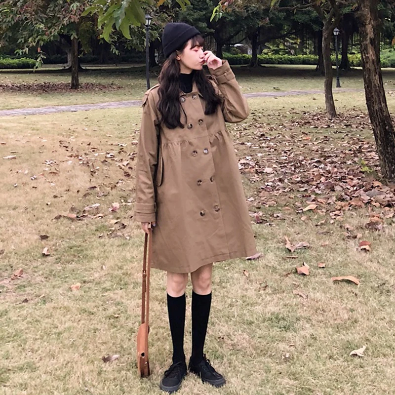 Women Spring 2019 Double-breasted Casual Loose Turn-down Collar Coat Sweet Wide-waisted Female Vintage Coats
Women Spring 2019 Double-breasted Casual Loose Turn-down Collar Coat Sweet Wide-waisted Female Vintage Coats