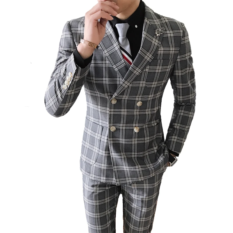 ( Jackets + Pants ) Men's Glen Plaid Double Breasted 4 Button Classic-Fit Suit New
( Jackets + Pants ) Men's Glen Plaid Double Breasted 4 Button Classic-Fit Suit New