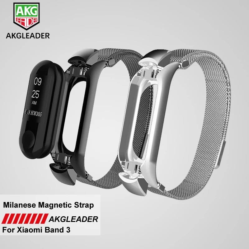 Браслет AKGLEADER для Xiaomi Mi 3 металлический ремешок Миланская петля с чехлом умный
