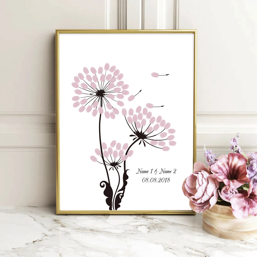Free Custom Name Date Canvas Print Dandelion DIY Fingerprint Signature Guest Book For Wedding Party Decoration With Ink Pad 
Free Custom Name Date Canvas Print Dandelion DIY Fingerprint Signature Guest Book For Wedding Party Decoration With Ink Pad