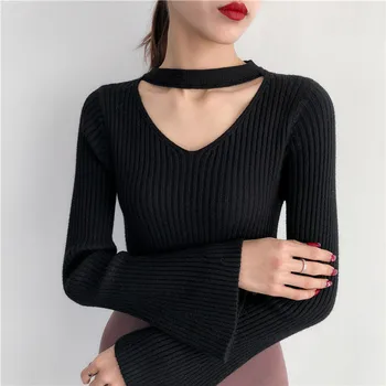 Basic Sweater Women Pullover Knitted Bell Sleeve Sexy V-Neck Women Sweaters Top Autumn Winter Soft Elasticity Pull Femme Tops
Basic Sweater Women Pullover Knitted Bell Sleeve Sexy V-Neck Women Sweaters Top Autumn Winter Soft Elasticity Pull Femme Tops