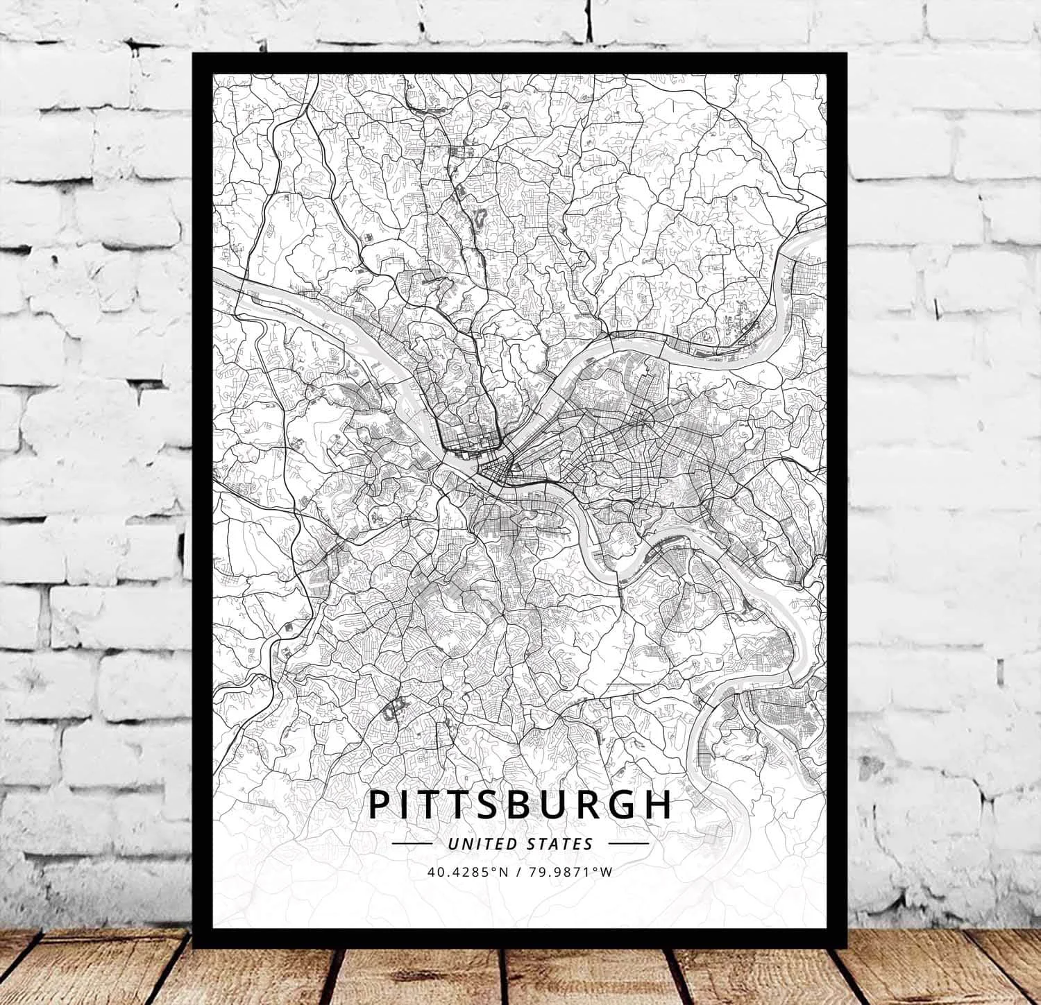 Постер с картой США Питтсбург ПА Пенсильвания | Дом и сад