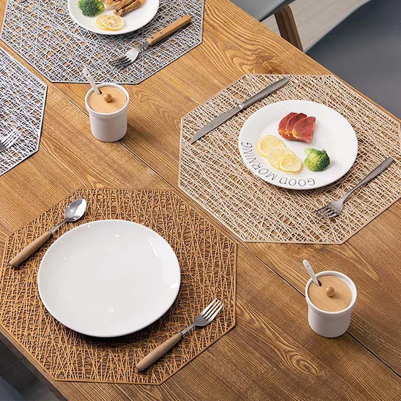 1PC Plastic Tableware Creative Dinning Placemat Octagonal Slip-resistant Mat Placemat for Kitchen Table Heat-ghettoized Coaster
1PC Plastic Tableware Creative Dinning Placemat Octagonal Slip-resistant Mat Placemat for Kitchen Table Heat-ghettoized Coaster