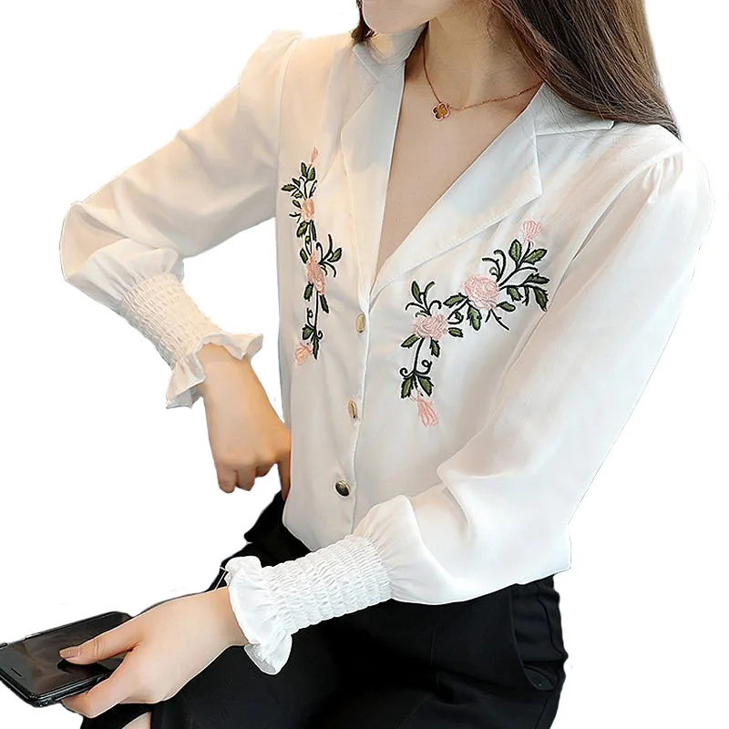 2017 New Arrival Flower Embroidery Shirts Women Chiffon Blouse Female Fashion Long Sleeve Tops Femininas Blusas Plus size E0080
2017 New Arrival Flower Embroidery Shirts Women Chiffon Blouse Female Fashion Long Sleeve Tops Femininas Blusas Plus size E0080