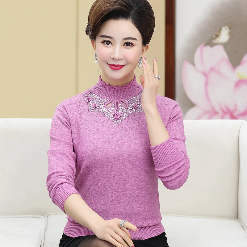 Autumn Winter Wool Blends Middle-Aged Women Sweater Turtleneck Sweater Pullover Sweater Slim Knitting Womens Clothing T356
Autumn Winter Wool Blends Middle-Aged Women Sweater Turtleneck Sweater Pullover Sweater Slim Knitting Womens Clothing T356
