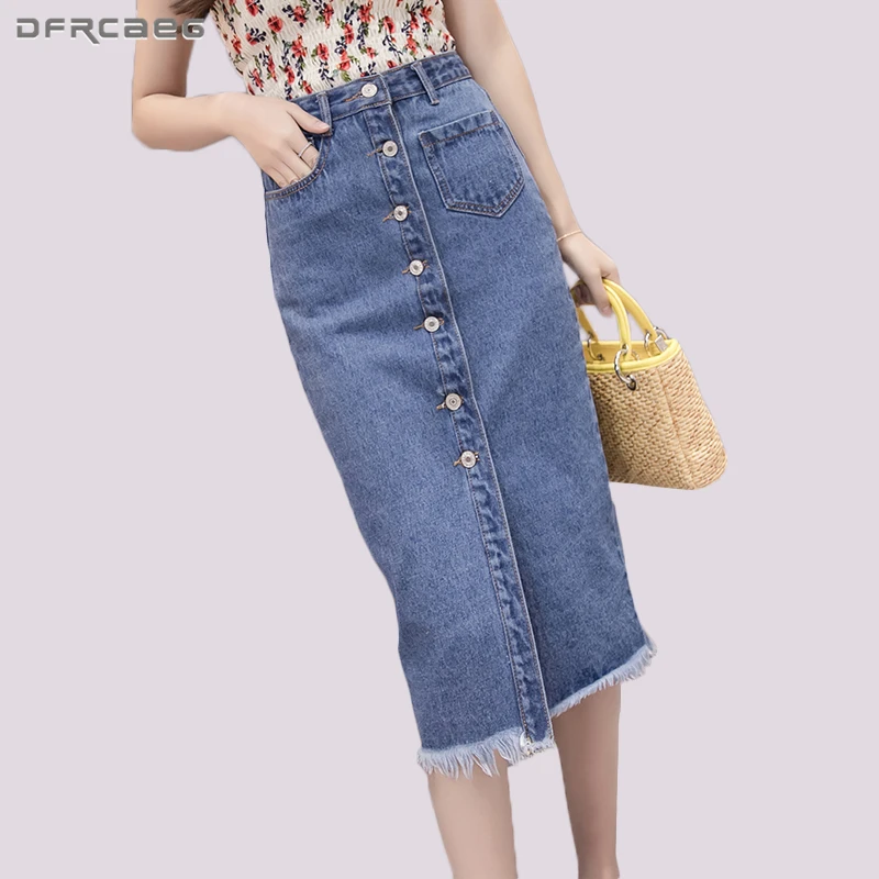 High Waist New Plus Size Saia Midi Pencil Denim Skirts Single Breasted Button Fringe Jeans Skirt Women Casual Bodycon Jupe Femme
High Waist New Plus Size Saia Midi Pencil Denim Skirts Single Breasted Button Fringe Jeans Skirt Women Casual Bodycon Jupe Femme