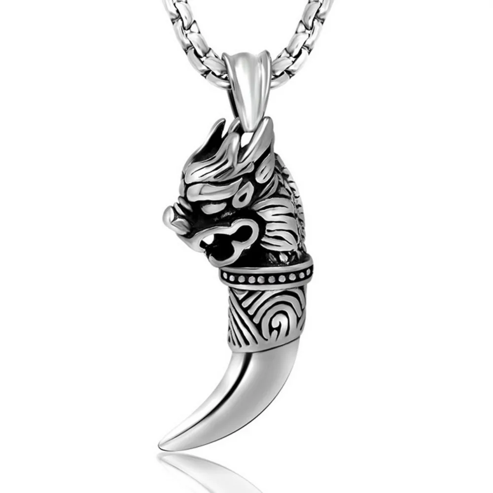 Jade Angel 925 Silver Plated Titanium Stainless Steel Pendant Necklace Dragon Cobbra with Wolf Tooth Style
Jade Angel 925 Silver Plated Titanium Stainless Steel Pendant Necklace Dragon Cobbra with Wolf Tooth Style