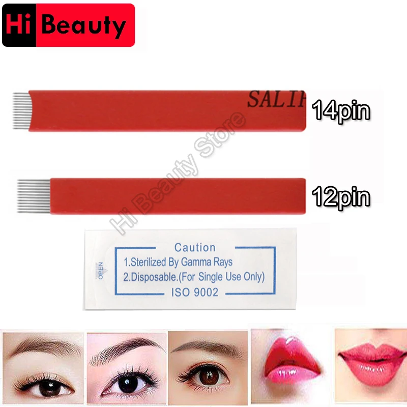 100PCS/Lot Red 12/14 Pin Flat Shading Blade Disposable Permanent Makeup Eyebrow Tattoo Needle For Microblading Manual Pen
100PCS/Lot Red 12/14 Pin Flat Shading Blade Disposable Permanent Makeup Eyebrow Tattoo Needle For Microblading Manual Pen
