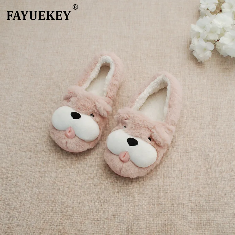 FAYUEKEY/2018 Сезон осень-зима Домашние плюшевые тапочки из хлопка с рисунком собаки