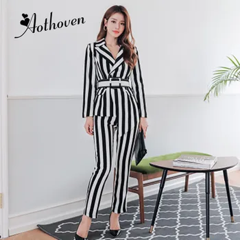 2 Piece Set Spring Women Black Full Long Sleeve Turn-down Collar Suit Striped Office Top and Casual Pants Two Piece Work Suit
2 Piece Set Spring Women Black Full Long Sleeve Turn-down Collar Suit Striped Office Top and Casual Pants Two Piece Work Suit