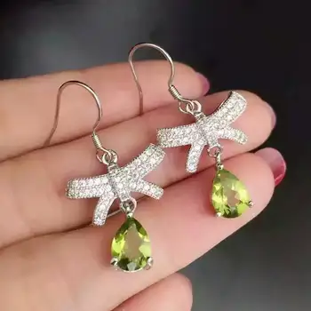 Fidelity natural 6*8 peridot "Happy stone" drop earrings s925 silver Bow tie fine jewelry for women party Natural green gemstone
Fidelity natural 6*8 peridot "Happy stone" drop earrings s925 silver Bow tie fine jewelry for women party Natural green gemstone