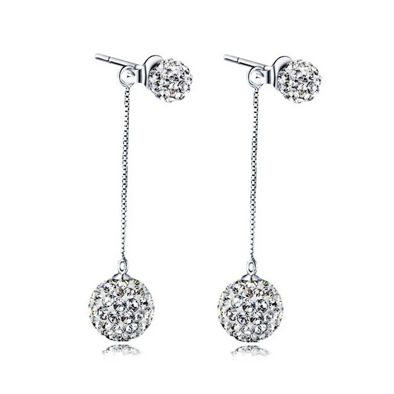 Chain type Waterdrop Earrings White Jewelry 925 Sterling Silver Earings Long Fringed Shambhala Ball Earrings Wholesale
Chain type Waterdrop Earrings White Jewelry 925 Sterling Silver Earings Long Fringed Shambhala Ball Earrings Wholesale