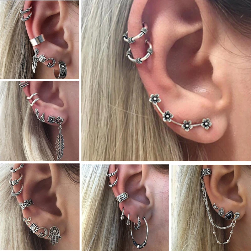 SexeMara Punk Style Silver Color Earring Set Ethnic Bohemia Ear Clip Stud Earrings For Women Feather Leaf Owl Earrings Wholesale
SexeMara Punk Style Silver Color Earring Set Ethnic Bohemia Ear Clip Stud Earrings For Women Feather Leaf Owl Earrings Wholesale