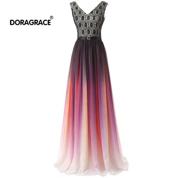 Doragrace robe de soiree V-Neck Sleeveless Lace-Up Lace Chiffon Gradient Evening Dresses Long Prom Gowns
Doragrace robe de soiree V-Neck Sleeveless Lace-Up Lace Chiffon Gradient Evening Dresses Long Prom Gowns