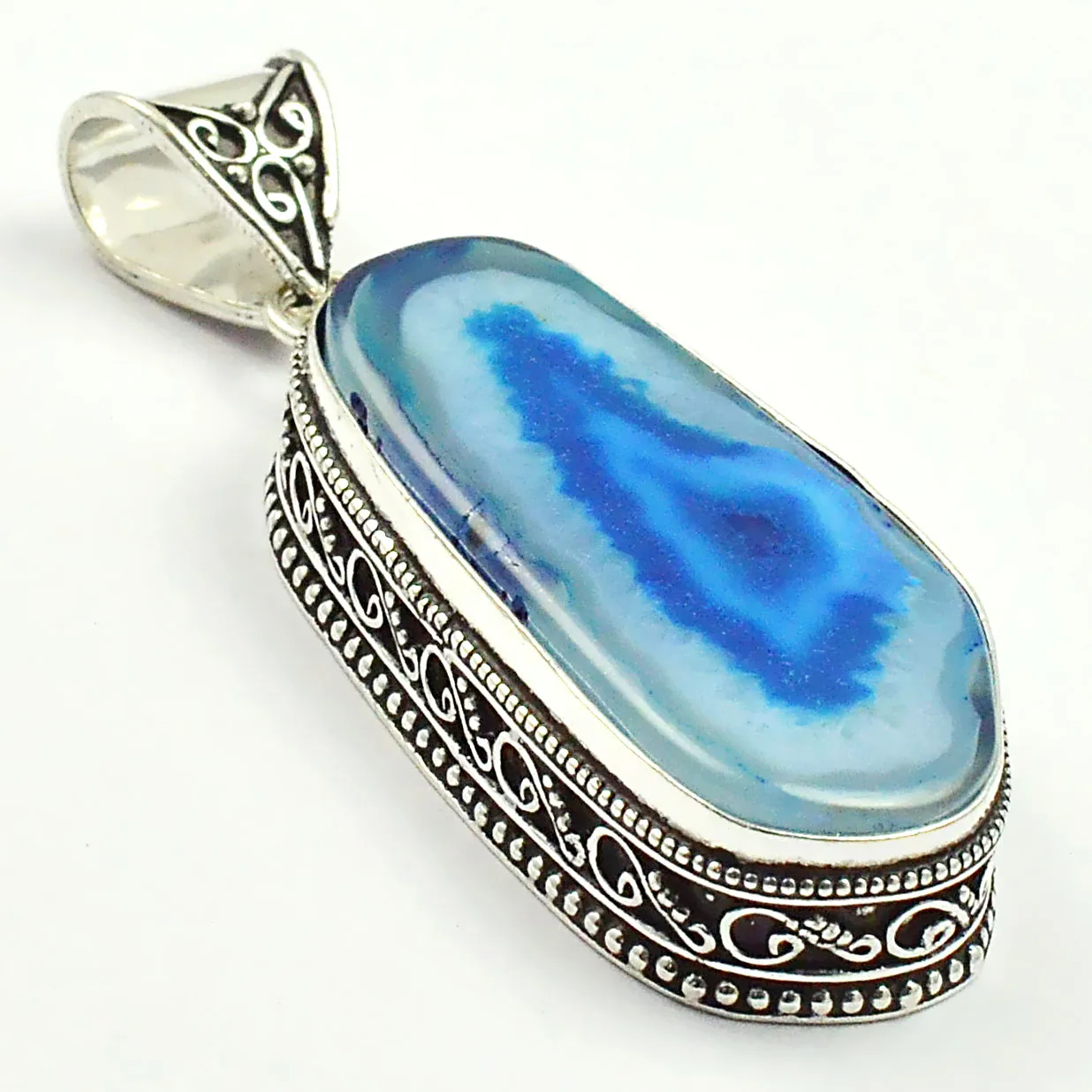 Solar Quarts Pendant Silver Overlay over Copper , 60 mm, P3871