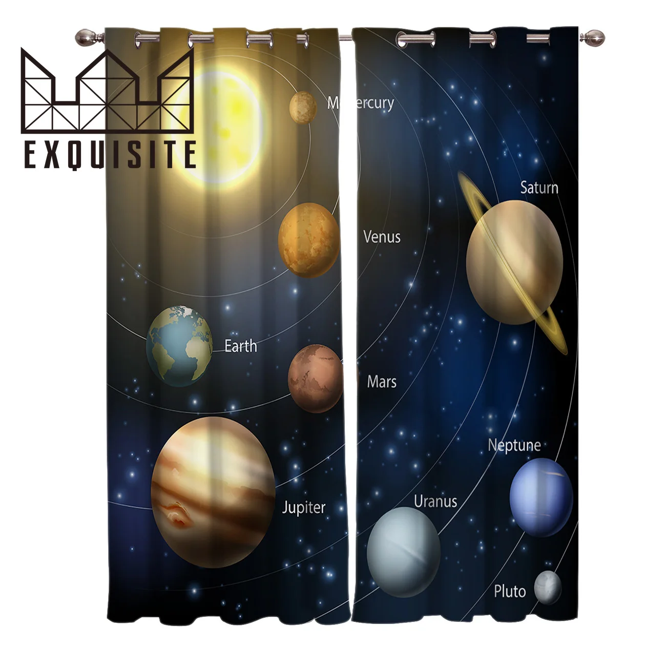 Exquisite House Solar System Planet Around The Sun Rotating Label Polyester Window Curtains Living Room Kitchen Bedroom Drapes
Exquisite House Solar System Planet Around The Sun Rotating Label Polyester Window Curtains Living Room Kitchen Bedroom Drapes
