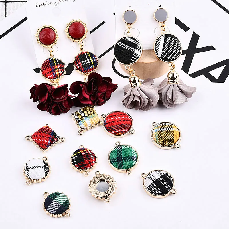 South Korea autumn winter school of wind fabric, lattice double hanging alloy cloth buckle DIY ear jewelry Earrings accessories
South Korea autumn winter school of wind fabric, lattice double hanging alloy cloth buckle DIY ear jewelry Earrings accessories