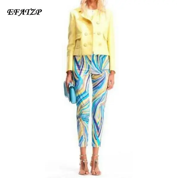 2015 Summer High Quality Runway Designer Blue Geometric Print Jersey Silk Colorful Geometric Print Jersey Silk Casual Pant
2015 Summer High Quality Runway Designer Blue Geometric Print Jersey Silk Colorful Geometric Print Jersey Silk Casual Pant
