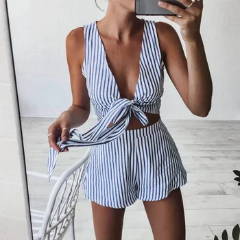 Women Sexy Stripe Two Pieces Bandage V-neck Tops+Shorts Suit Summer Beach Clothes Set NYZ Shop
Women Sexy Stripe Two Pieces Bandage V-neck Tops+Shorts Suit Summer Beach Clothes Set NYZ Shop