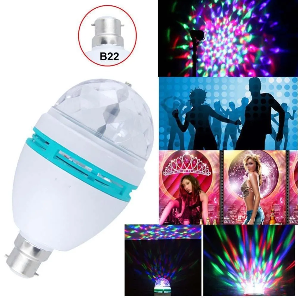 

B22 LED Lamp LED RGB Bulb Auto Rotating Color Changing Stage light AC85V-265V 110V 220V 6W For Home Decoration Disco Party Dance