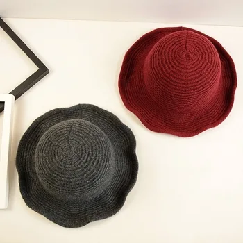 Winter Pure Color Dome Folding Basin Cap New Wool Blend Knit Fisherman Bucket Hats Foldable Fisherman Hat And Lotus Leaf Edge
Winter Pure Color Dome Folding Basin Cap New Wool Blend Knit Fisherman Bucket Hats Foldable Fisherman Hat And Lotus Leaf Edge