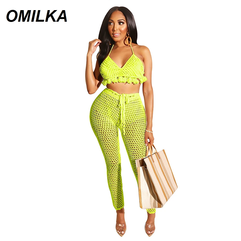 OMILKA Lace 2 Piece Set Women 2019 Summer Tassel Backless Crop Top and Long Pants Set Ladies Club Beach Two Piece Outfits
OMILKA Lace 2 Piece Set Women 2019 Summer Tassel Backless Crop Top and Long Pants Set Ladies Club Beach Two Piece Outfits