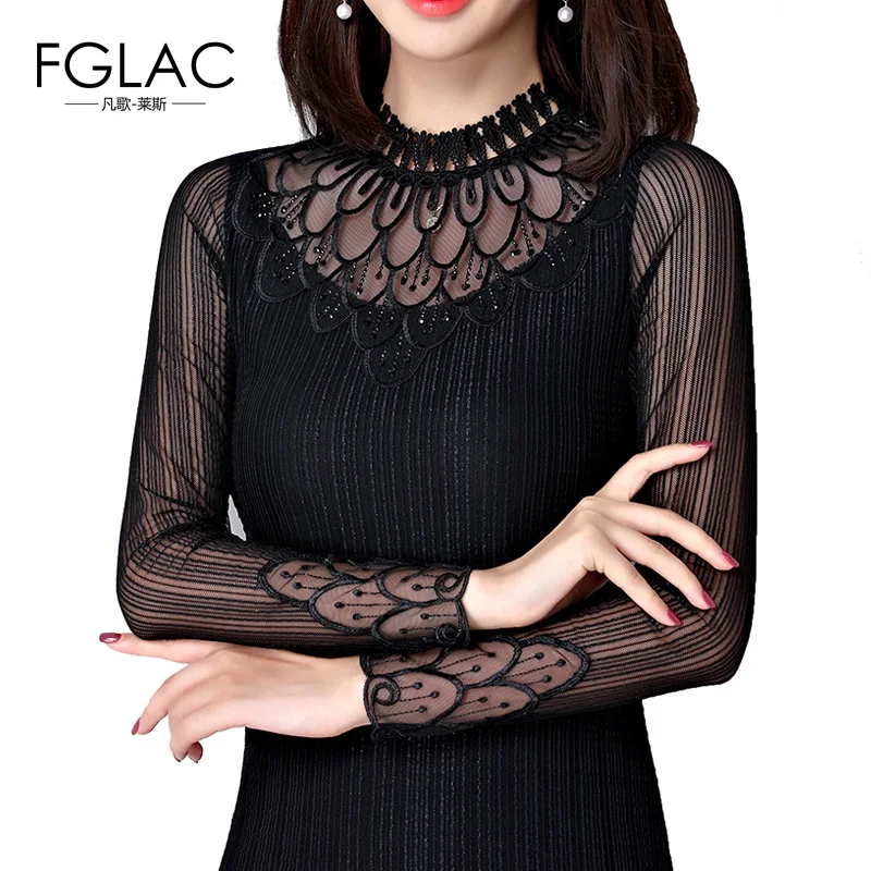 FGLAC women shirt Elegant Slim long sleeve Hollow out Mesh tops Fashion Casual Diamonds women blouse shirt plus size blusas
FGLAC women shirt Elegant Slim long sleeve Hollow out Mesh tops Fashion Casual Diamonds women blouse shirt plus size blusas